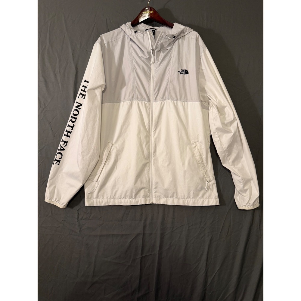 The North Face Mens XXL Cyclone Windbreaker Jacket White Grey Colorblock Logo